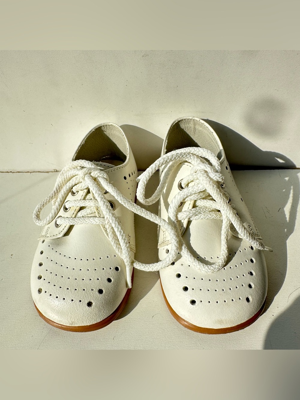 JOSMO Baby Toddler Shoes Size 4 White Leather Walking Shoes Lace Up
